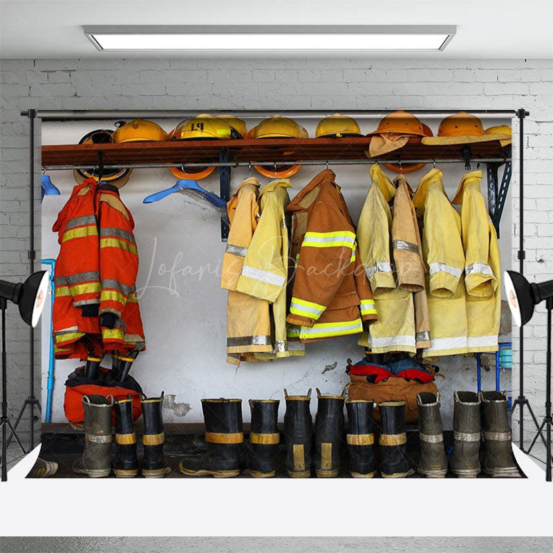 Lofaris Indoor Firefighter Equipment Locker Room Backdrop