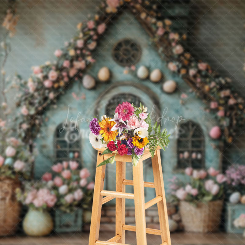 Lofaris Indoor Green House Pink Floral Easter Photo Backdrop