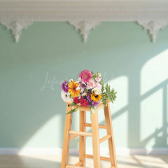 Lofaris Indoor Light Green White Wall Photography Backdrop