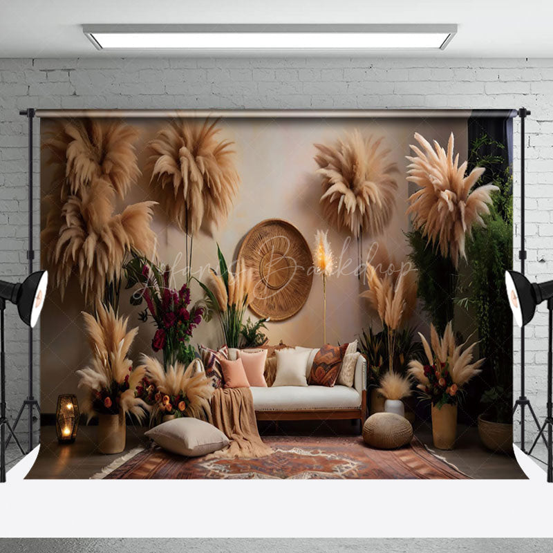 Lofaris Indoor Living Room Boho Hay Floral Sofa Backdrop