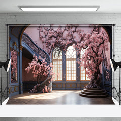 Lofaris Indoor Palace Stairs Pink Tree Architecture Backdrop