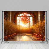 Lofaris Indoor Pumpkins Wheat Floral Autumn Photo Backdrop