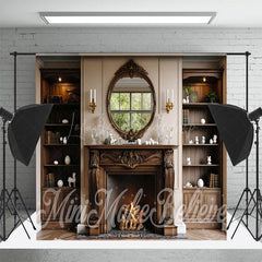 Lofaris Indoor Retro Fireplace Window Scene Room Set Backdrop