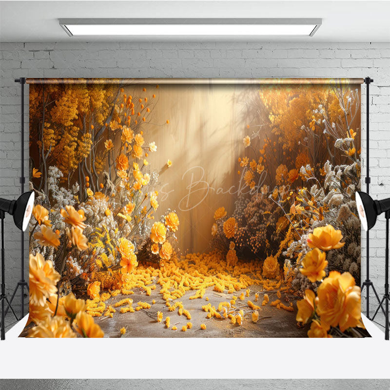 Lofaris Indoor Sunlight Yellow Floral Plant Spring Backdrop