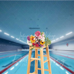 Lofaris Indoor Swimming Pool Lanes Photography Backdrop Blue Water Competition Swim Meet Sports Background