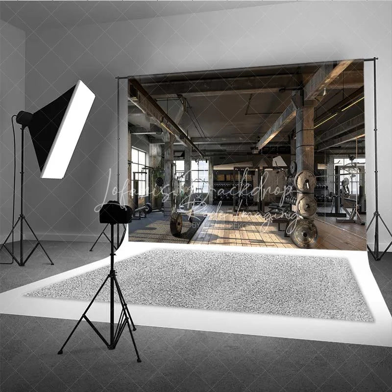 Lofaris Industrial Gym Fitness Room Photography Backdrop Bodybuilding Workout Weightlifting Background