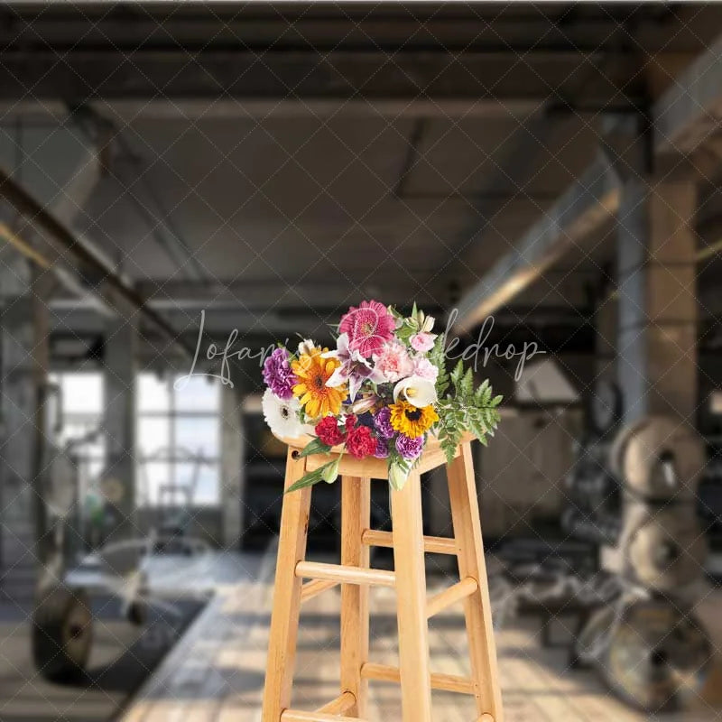 Lofaris Industrial Gym Fitness Room Photography Backdrop Bodybuilding Workout Weightlifting Background