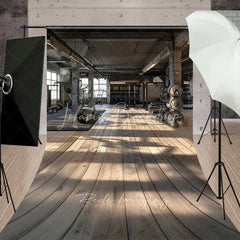 Lofaris Industrial Gym Fitness Room Sweep Photography Backdrop Bodybuilding Weights Wood Floor Photo Studio Prop