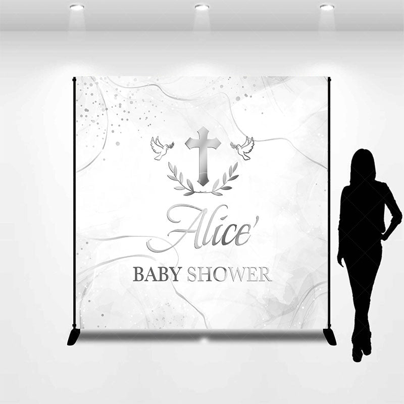 Lofaris Ink Pattern Cross Custom Name Baby Shower Backdrop
