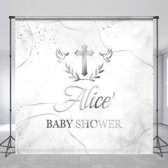 Lofaris Ink Pattern Cross Custom Name Baby Shower Backdrop