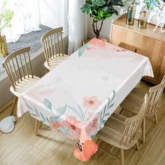 Lofaris Ink Pink Floral Leaves Simple Rectangle Tablecloth