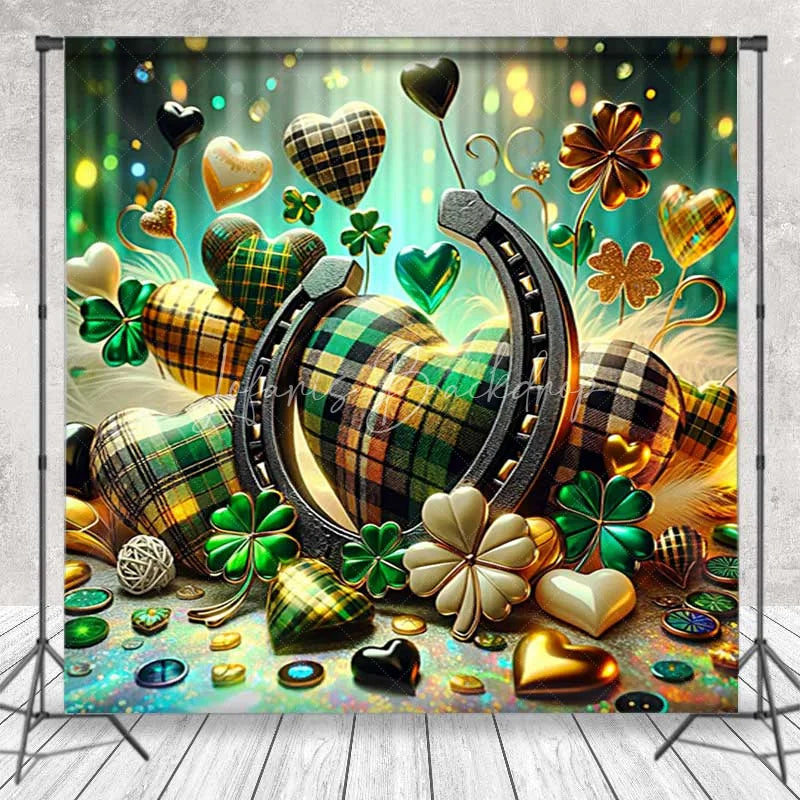 Lofaris Irish Blessings St. Patrick’s Day Room Set Backdrop Green Lucky Clover Horseshoe Party Decoration