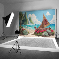Lofaris Island Adventure Backdrop Tropical Beach Voyager Boat Banner Polynesian Luau Party Supplies Photo Booth Props