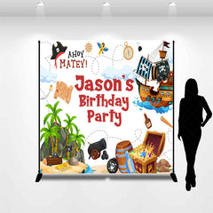 Lofaris Island Pirate Custom Name Birthday Party Backdrop