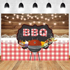 Lofaris It’s a Baby Q Summer Barbecue Shower Backdrop Red Plaid with Rustic Vibe Fun Outdoor Party Decoration
