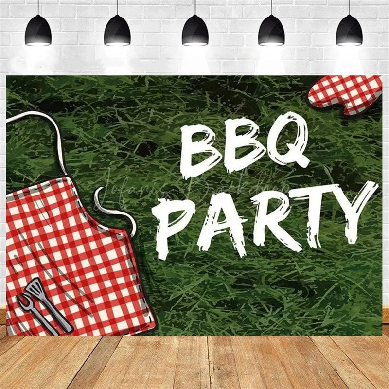 Lofaris It’s a Baby Q Summer Barbecue Shower Backdrop Red Plaid with Rustic Vibe Fun Outdoor Party Decoration