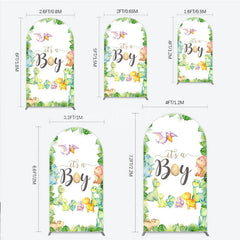 Lofaris It’s a Boy Dinosaur Arch Backdrop for Baby Shower Watercolor Jungle Animals Theme Tropical Dino Party Decor