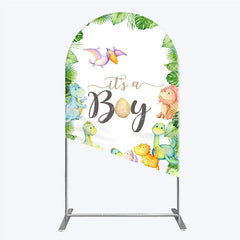 Lofaris It’s a Boy Dinosaur Arch Backdrop for Baby Shower Watercolor Jungle Animals Theme Tropical Dino Party Decor