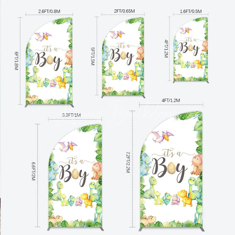 Lofaris It’s a Boy Dinosaur Half Moon Arch Backdrop for Baby Shower Watercolor Jungle Animals Theme Tropical Dino Party Decor