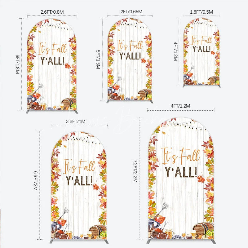 Lofaris It’s Fall Y’all Arch Backdrop for Autumn Party Football and Beer Tailgate Rustic Thanksgiving Decor