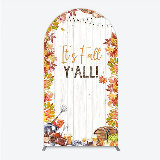 Lofaris It’s Fall Y’all Arch Backdrop for Autumn Party Football and Beer Tailgate Rustic Thanksgiving Decor