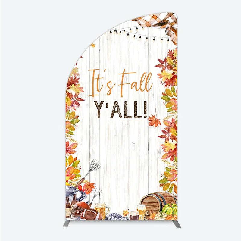 Lofaris It’s Fall Y’all Half Moon Arch Backdrop for Autumn Party Football and Beer Tailgate Rustic Thanksgiving Decor
