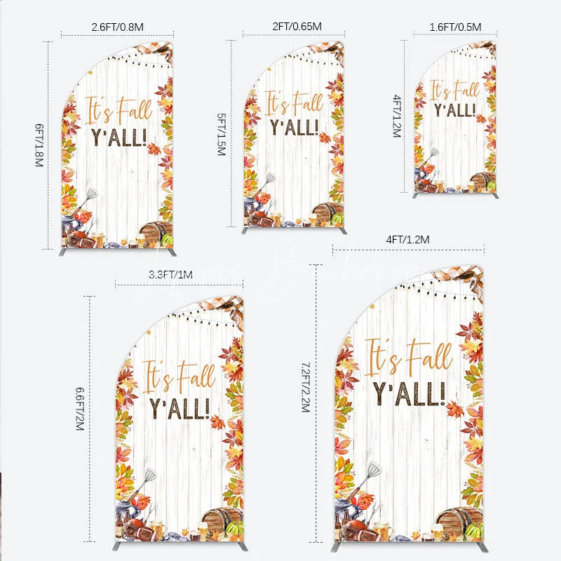 Lofaris It’s Fall Y’all Half Moon Arch Backdrop for Autumn Party Football and Beer Tailgate Rustic Thanksgiving Decor
