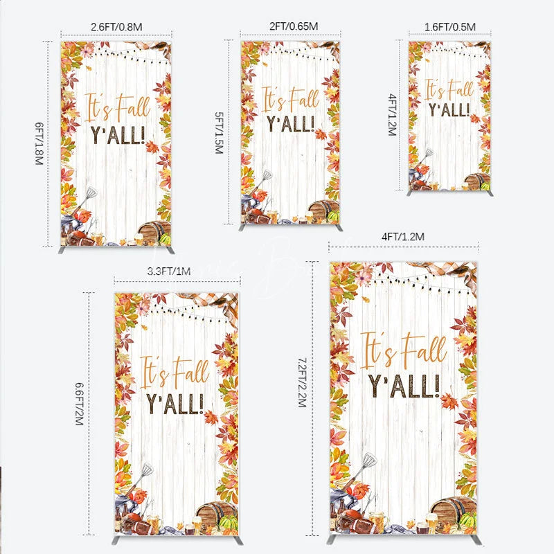 Lofaris It’s Fall Y’all Rectangle Backdrop for Autumn Party Football and Beer Tailgate Rustic Thanksgiving Decor