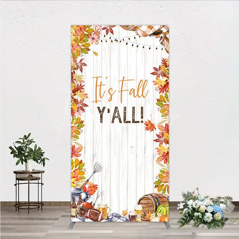 Lofaris It’s Fall Y’all Rectangle Backdrop for Autumn Party Football and Beer Tailgate Rustic Thanksgiving Decor