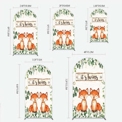 Lofaris It’s Twins Baby Shower Arch Backdrop Cute Fox Woodland Animals with Greenery Rustic Welcome Sign Photo Prop