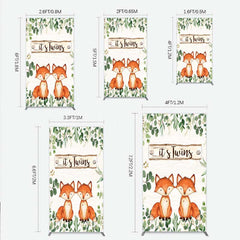 Lofaris It’s Twins Baby Shower Rectangle Backdrop Cute Fox Woodland Animals with Greenery Rustic Welcome Sign Photo Prop