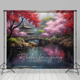 Lofaris Japanese Spring Garden Cabin Lake Photo Backdrop