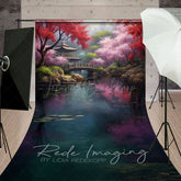 Lofaris Japanese Spring Garden Cabin Lake Sweep Backdrop
