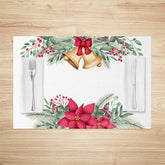 Lofaris Jingle Bell Cherry Poinsettia Xmas Set Of 4 Placemats
