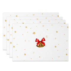 Lofaris Jingle Bell Gold Stars Christmas Set Of 4 Placemats
