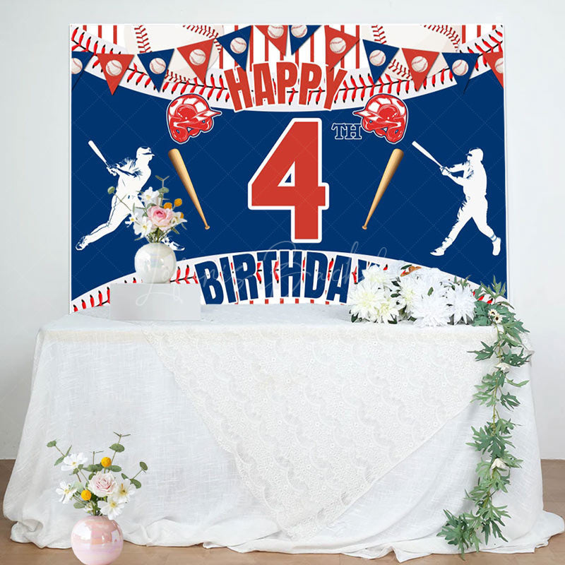 Lofaris Jolly Baseball 4Th Birthday Celebration Backdrop