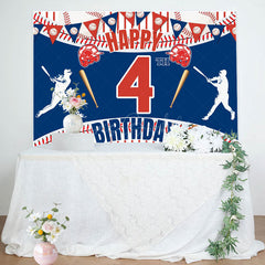 Lofaris Jolly Baseball 4Th Birthday Celebration Backdrop