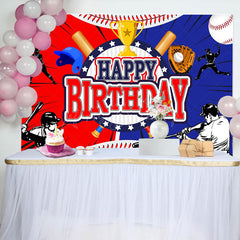 Lofaris Jolly Baseball Birthday Celebration Trophy Backdrop