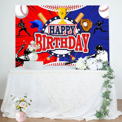 Lofaris Jolly Baseball Birthday Celebration Trophy Backdrop
