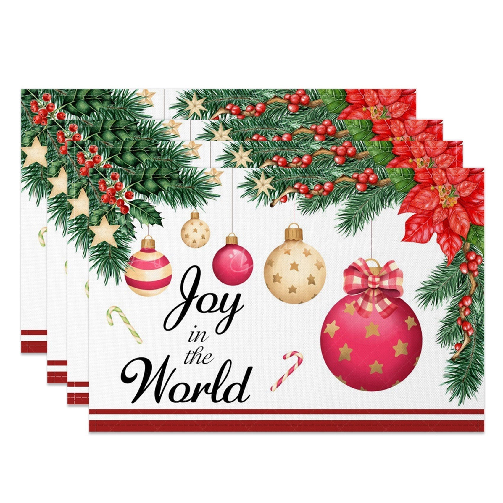 Lofaris Joy In The World Flower Christmas Set Of 4 Placemats