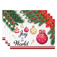 Lofaris Joy In The World Flower Christmas Set Of 4 Placemats