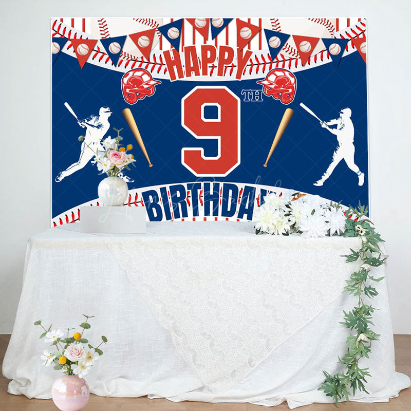 Lofaris Joyful Baseball Themed 9Th Birthday Festive Backdrop