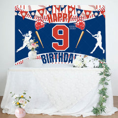 Lofaris Joyful Baseball Themed 9Th Birthday Festive Backdrop