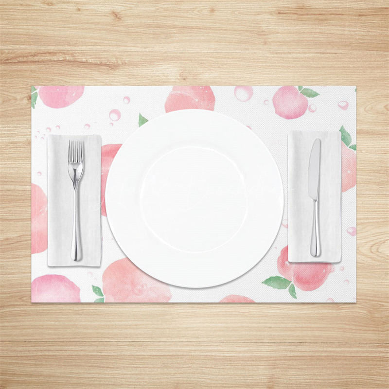 Lofaris Juicy Pink Peach Fruit Dining Set of 4 Placemats