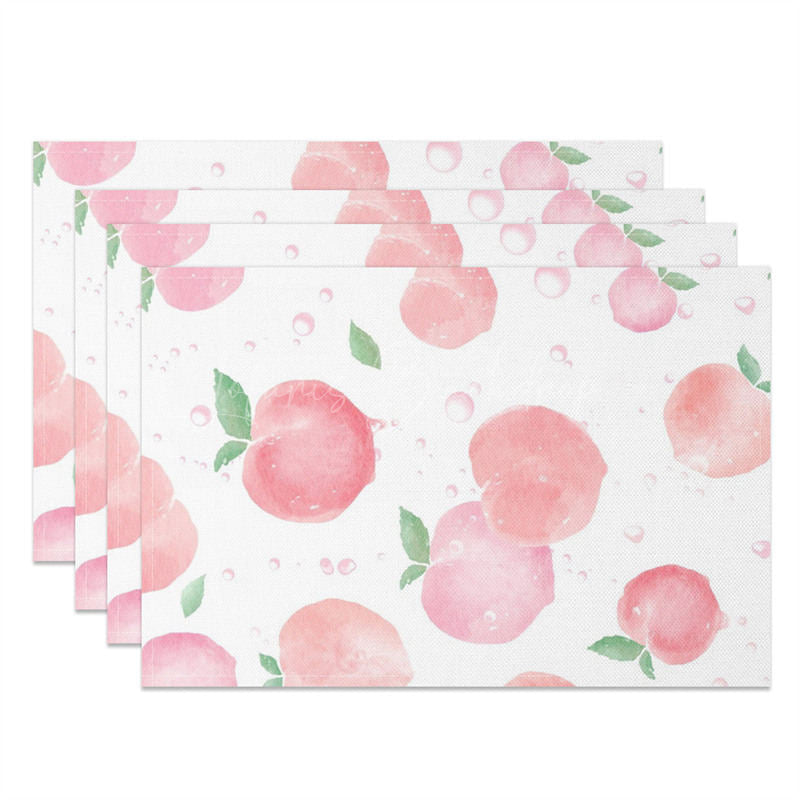Lofaris Juicy Pink Peach Fruit Dining Set of 4 Placemats