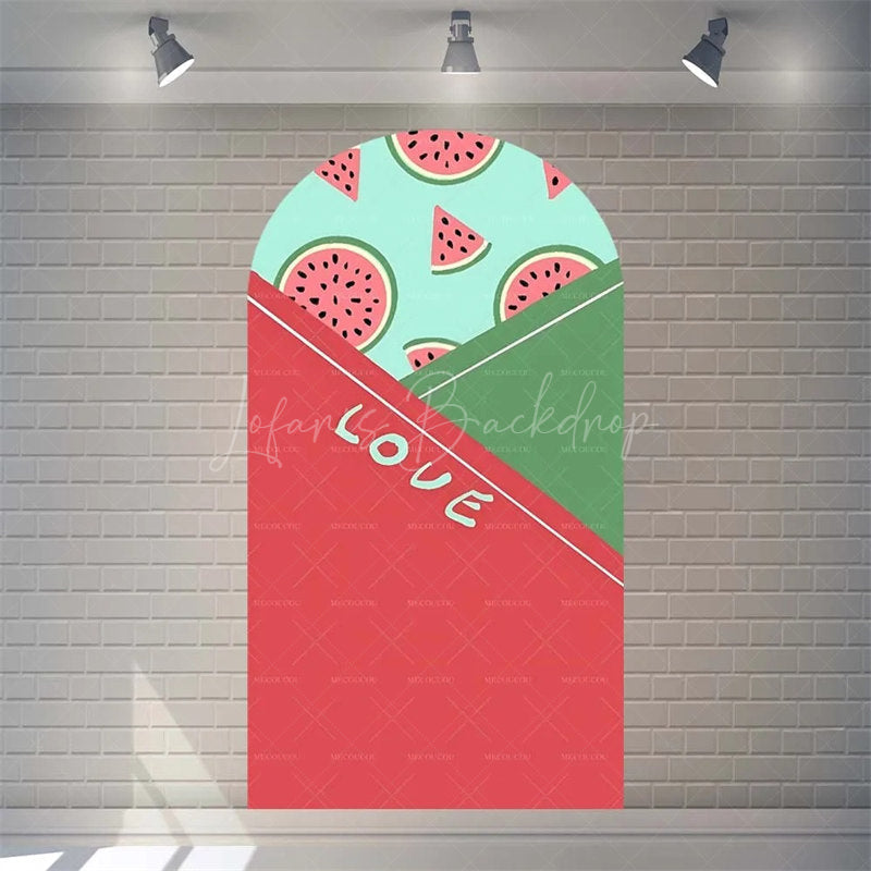 Lofaris Juicy Watermelon Slice Arch Backdrop Fun Cartoon Fruit Design Colorful Party Photo Booth Decor