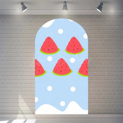 Lofaris Juicy Watermelon Slice Arch Backdrop Fun Cartoon Fruit Design Colorful Party Photo Booth Decor