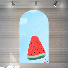 Lofaris Juicy Watermelon Slice Arch Backdrop Fun Cartoon Fruit Design Colorful Party Photo Booth Decor