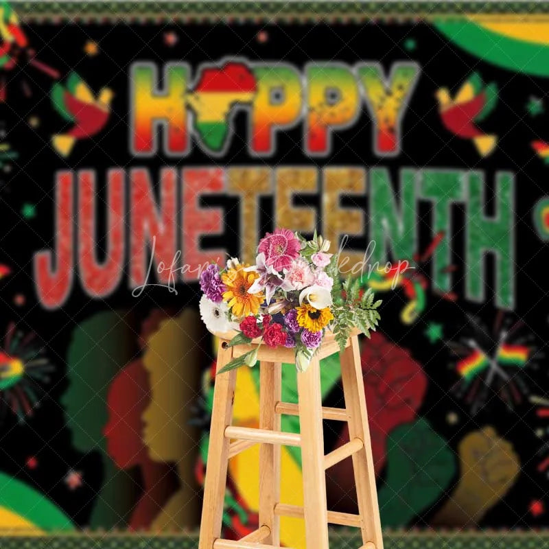 Lofaris Juneteenth Freedom Day Backdrop Breaking Chains and Raised Fist Background African American Independence Decor