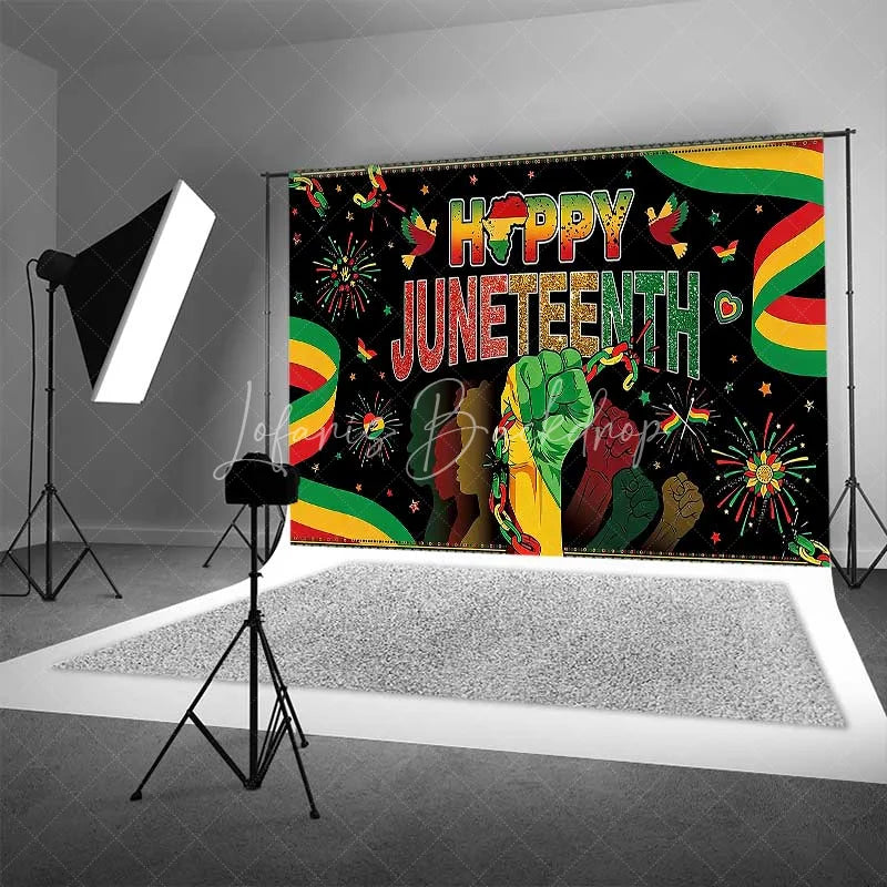Lofaris Juneteenth Freedom Day Backdrop Breaking Chains and Raised Fist Background African American Independence Decor